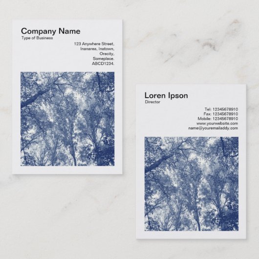 Square Photo (v3) - Blue Autumn - Cyanotype Visitekaartje (Voorkant / Achterkant)