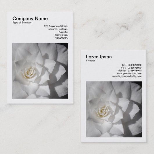 Square Photo (v3) - White Camellia Visitekaartje (Voorkant / Achterkant)