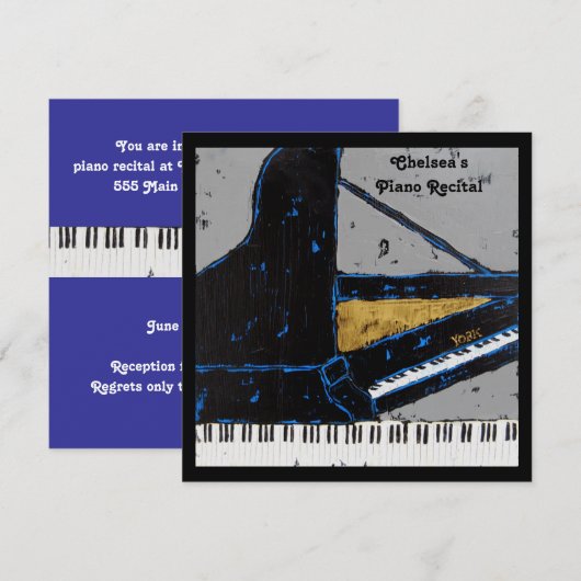 Square piano-uitnodiging voor overweging kaart (Voorkant / Achterkant)