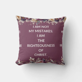 Square pillow with a simple purple religious quote kussen