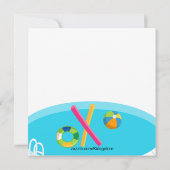 Square Pink Pool Party Girls Birthday Invitation Kaart (Achterkant)