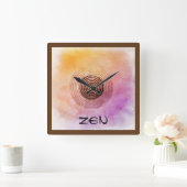 Square Pink Yellow Zen Garden Clock Vierkante Klok (Huis)