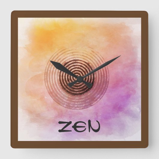 Square Pink Yellow Zen Garden Clock Vierkante Klok (Voorkant)
