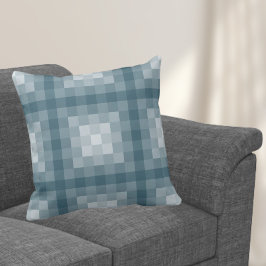 Square Pixel Pattern in Shades of Blue Kussen