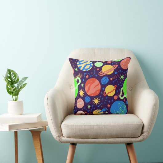 Square Planet and Space Theme Kussen (Stoel)