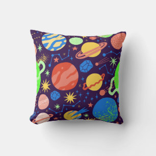 Square Planet and Space Theme Kussen