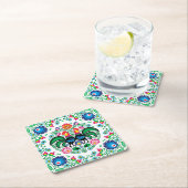 Square Poland Rooster Pattern Kartonnen Onderzetters (Insitu)
