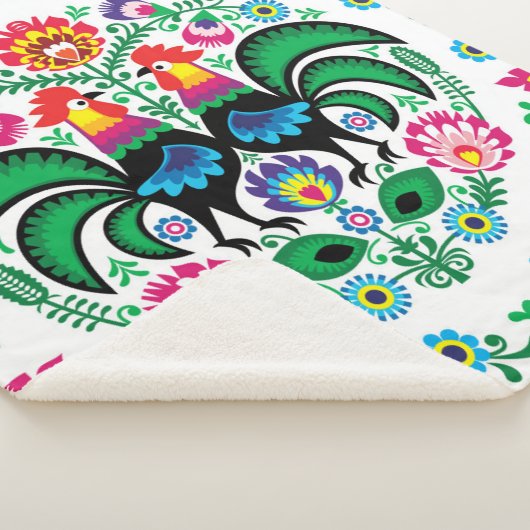 Square Poland Rooster Pattern Sherpa Deken (3/4)