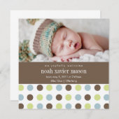 Square Polkadot | Aankondiging van geboorte (Voorkant / Achterkant)