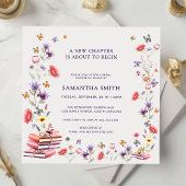Square Poppy & Lavender Book Theme Bridal Shower Kaart