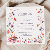 Square Poppy & Lavender Book Theme Bridal Shower Kaart