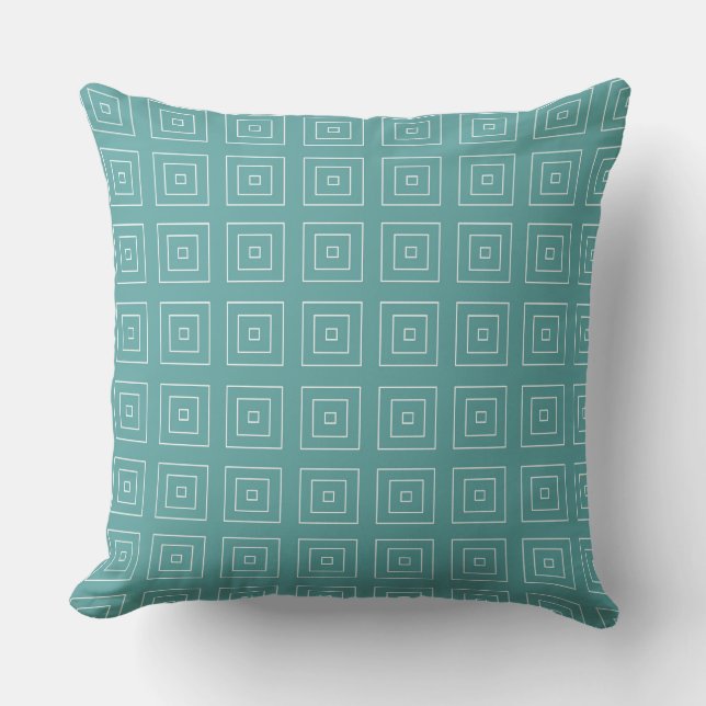 Square Prismes Blauwgroen White Kussen (Voorkant)