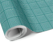 Square Prisms Turquoise White Cadeaupapier (Rol Hoek)