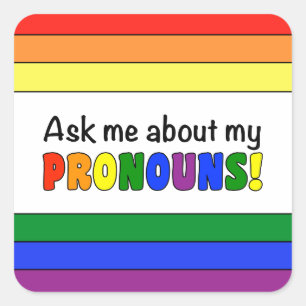 Square Pronouns Sticker (regenboog)