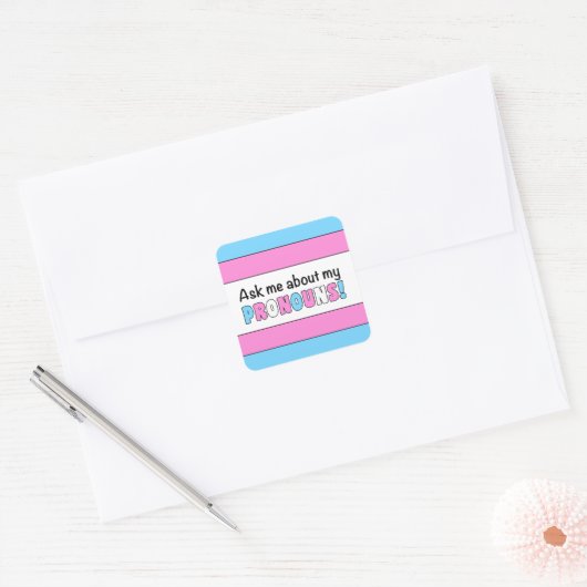 Square Pronouns Sticker (Trans Pride) (Envelop)