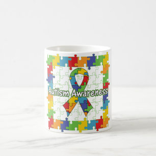 Square Puzzle Autism Awareness Ribbon Koffiemok