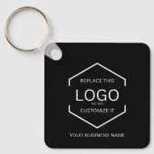 Square QR Code Bedrijf Black Business Logo Sleutelhanger (Voorkant)