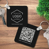 Square QR Code Bedrijf Black Business Logo Sleutelhanger