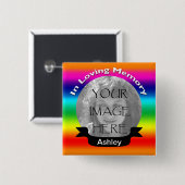 Square Rainbow Photo Button (Voorkant /achterkant)