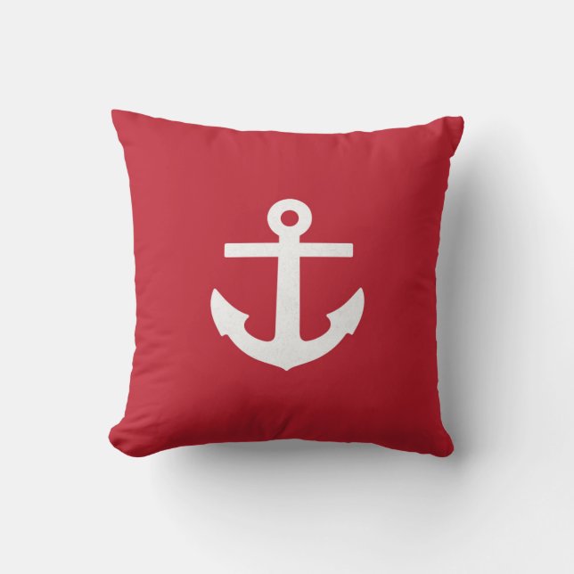 Square Red Anchor Pillow Kussen (Voorkant)