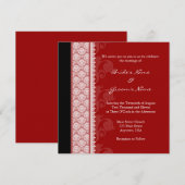 Square Red & Black Damask Wedding Invitations Kaart (Voorkant / Achterkant)
