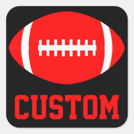 Square Red Football Sticker for Team Party of Game