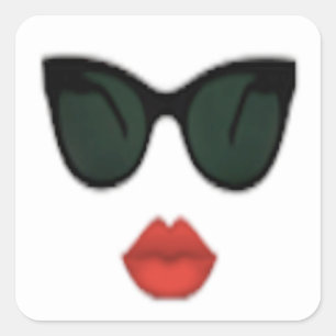 Square Red Lips Kiss Stickers