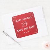 Square Red White Save the Date Kerst stickers (Envelop)