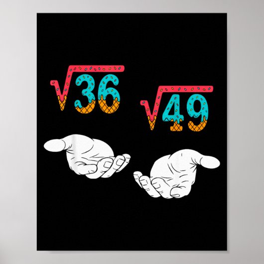 Square Root 36 49 Meme 67 Ice Cream Drip Math Teac Poster (Voorkant)