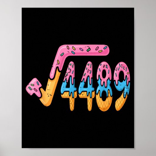 Square Root 4489 Ice Cream Slang Math 67 Six Seven Poster (Voorkant)