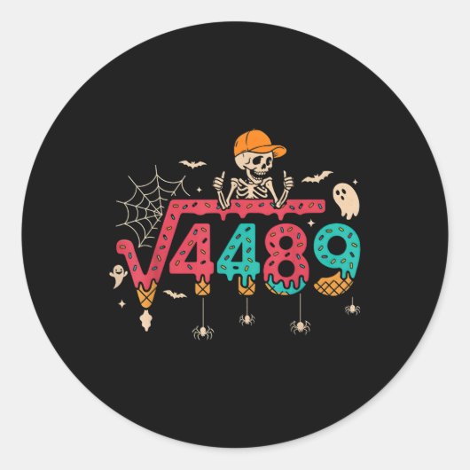 Square Root 4489 Math Teacher Funny 67 Meme Hallow Ronde Sticker (Voorkant)