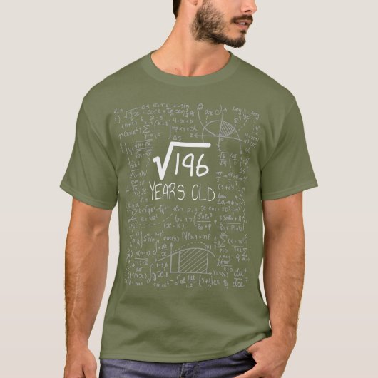 Square Root of 196 14 Years Old 14th Birthday T-shirt (Voorkant)