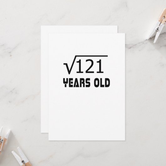 Square Root van 121 11 jaar oud Kaart (Voorkant / Achterkant in situ)