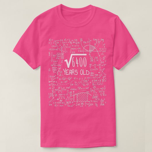 Square Root van 6400 80 jaar oude 80e verjaardag T-shirt (Design voorkant)