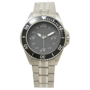 Square Root Wiskunde (wit/zwart) Horloge