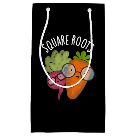 Square Roots Funny Wiskunde Pun Dark BG Klein Cadeauzakje (Voorkant)
