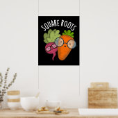 Square Roots Funny Wiskunde Pun Dark BG Poster (Keuken)