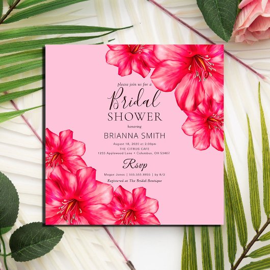 Square Rosy Flowery Modern Vrijgezellenfeest Kaart