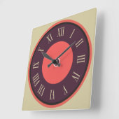 Square Round Paars-Red Roman Numeral Vierkante Klok (Hoek)