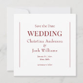 Square Ruby Red Wedding Bewaar de datum Kaart (Voorkant)