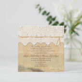 Square Rustic Barn Outdoor Garden Boho Lace Wood Kaart (Staand voorkant)