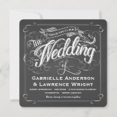 Square Rustic Chalkboard Art Wedding Invitations Kaart (Voorkant)
