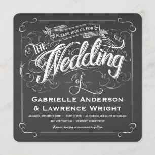 Square Rustic Chalkboard Art Wedding Invitations Kaart
