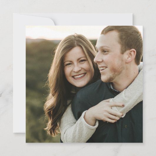 Square Rustic Dusty Blue & Cream Botanical Photo Kaart (Achterkant)