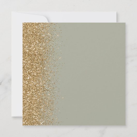 Square Sage Green Gold Glitter Sla de datum op Aankondiging (Achterkant)
