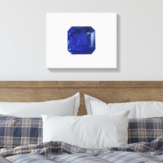 Square Sapphire Gemstone Blue Canvas Afdruk (Insitu (Slaapkamer))