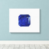Square Sapphire Gemstone Blue Canvas Afdruk (Insitu (Houten vloer))