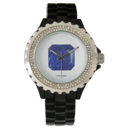 Square Sapphire Gemstone Blue Horloge