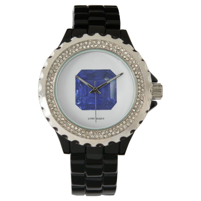 Square Sapphire Gemstone Blue Horloge (Voorkant)