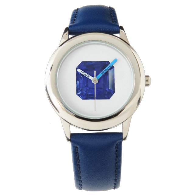 Square Sapphire Gemstone Blue Horloge (Voorkant)